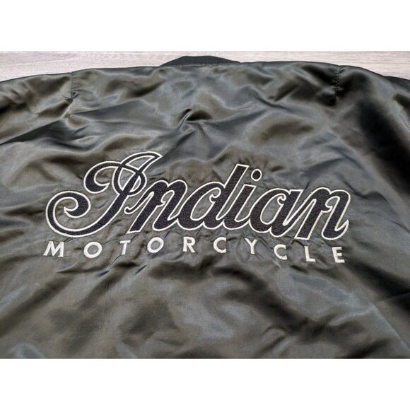 Vintage Indian Motorcycles Satin Bomber Jacket Men's XXL Full Zip Logo Script - Picture 11 of 15